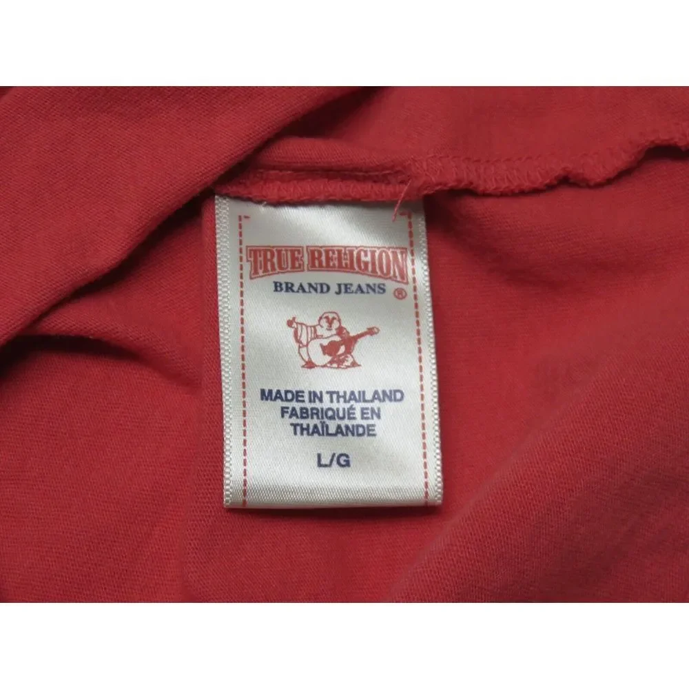 Mens True‎ Religion Short Sleeve T Shirt Size L Cotton Tee Red Authentic